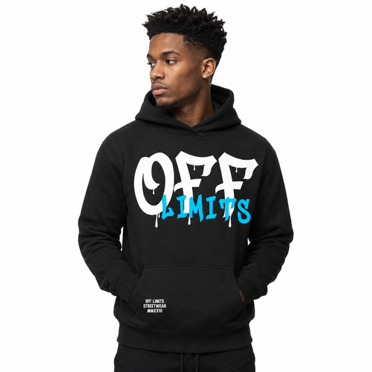 OFF LIMITS DRIP HOODIE (BLACK/BLUE)