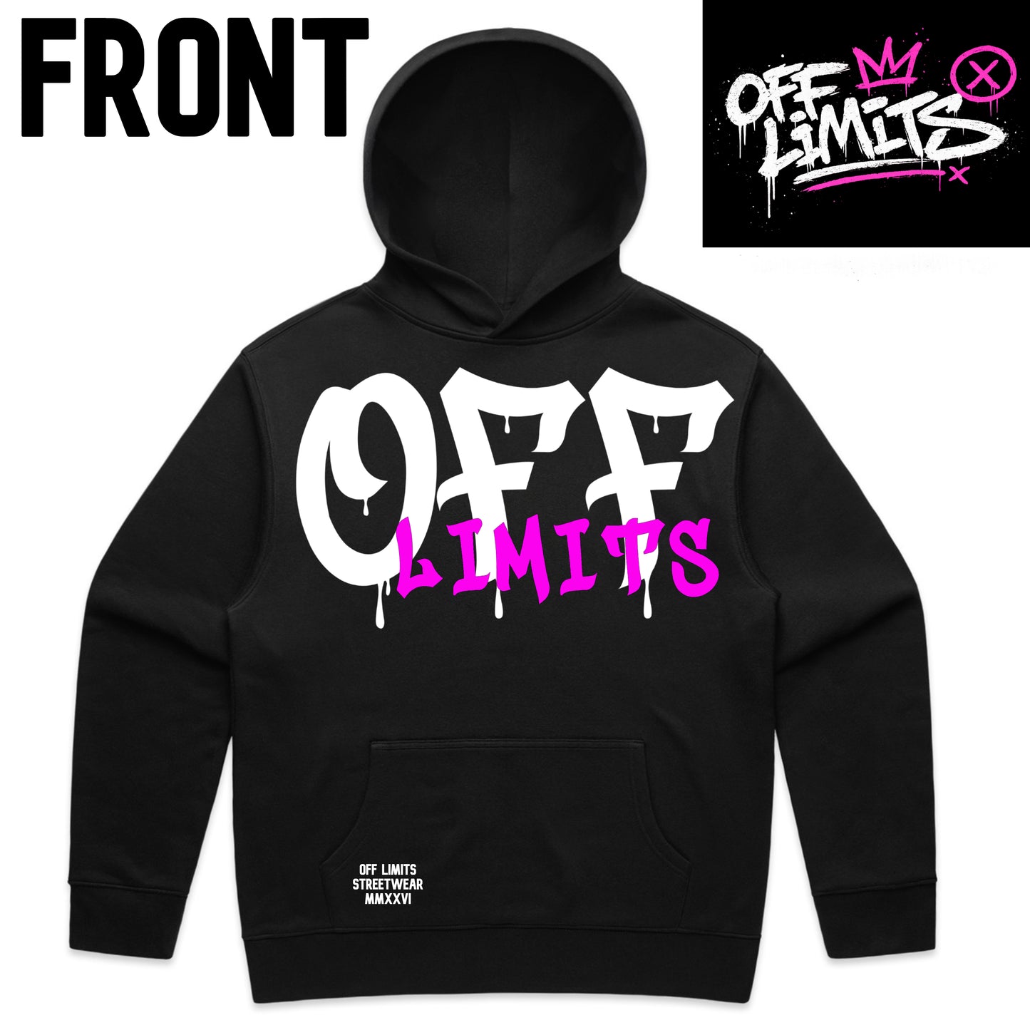 OFF LIMITS DRIP HOODIE (BLACK/PINK)